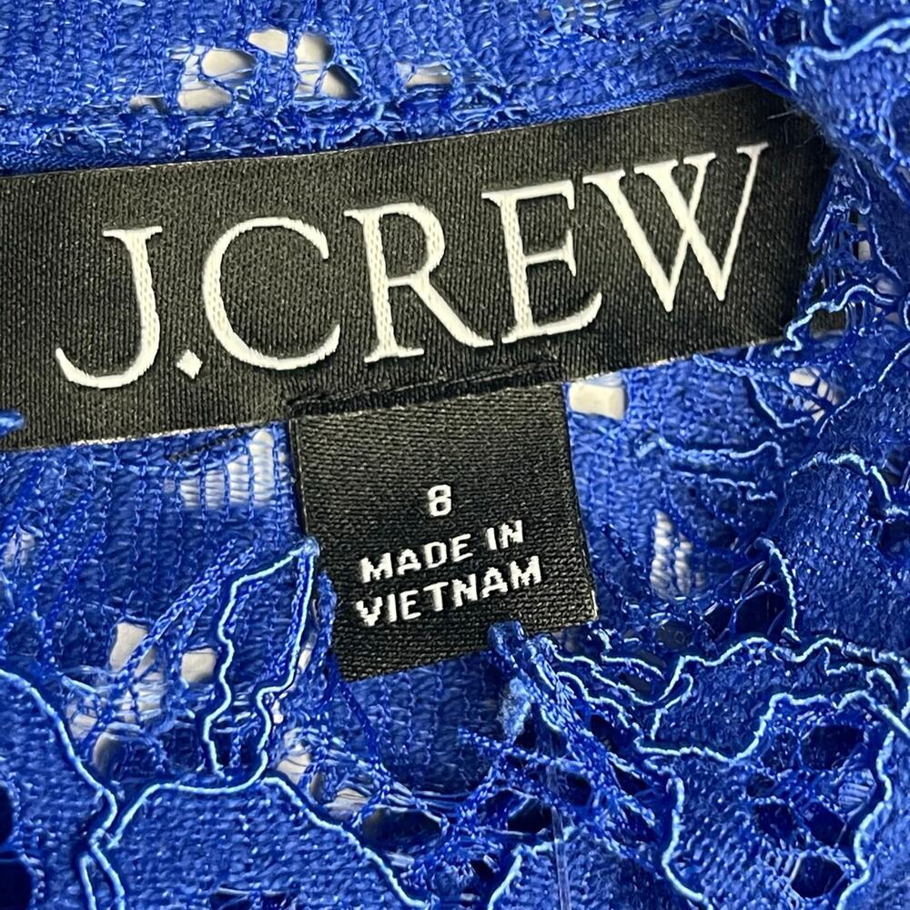 J. Crew Lace Top Long Sleeve Blue size 8 scalloped mock neck New - Picture 4 of 10